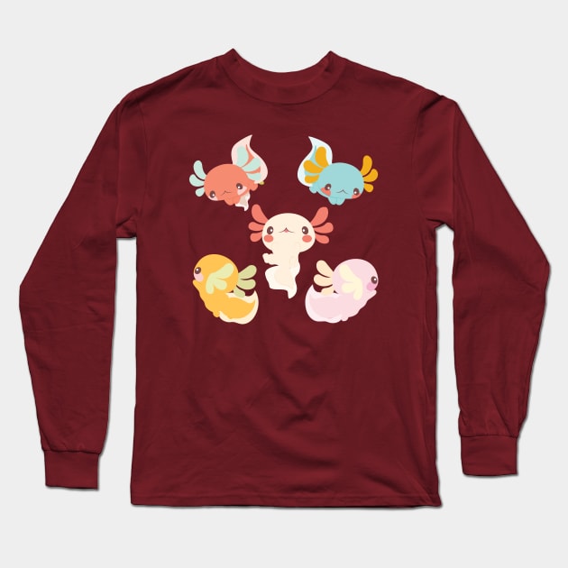 Kawaii Axolotls Long Sleeve T-Shirt by LikeSuperKawaii